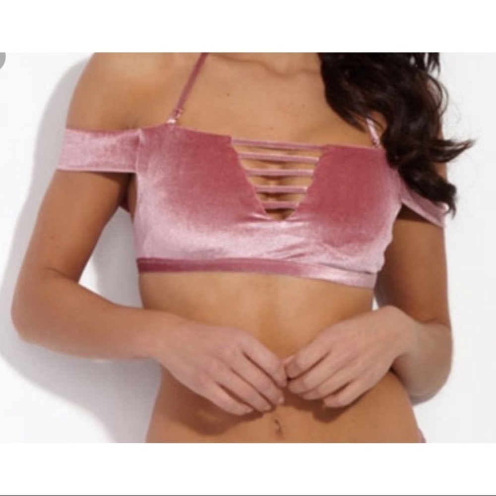 NEW Radio Fiji Pink Velvet Bikini Top M